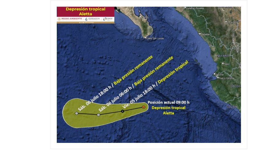 Aletta se aleja de las costas mexicanas tras degradarse a depresión tropical 0