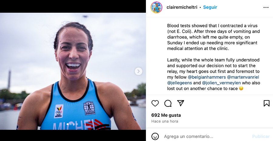 Claire Michel, atleta que enfermó por nadar en el Sena, desmiente tener E. coli 0