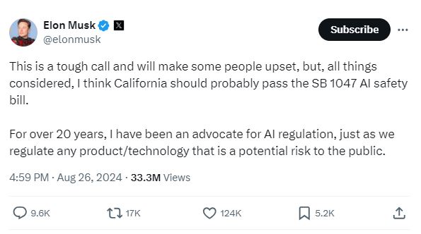 Elon Musk sí apoya la ley IA de California, ¿qué hay detrás de su decisión? 0