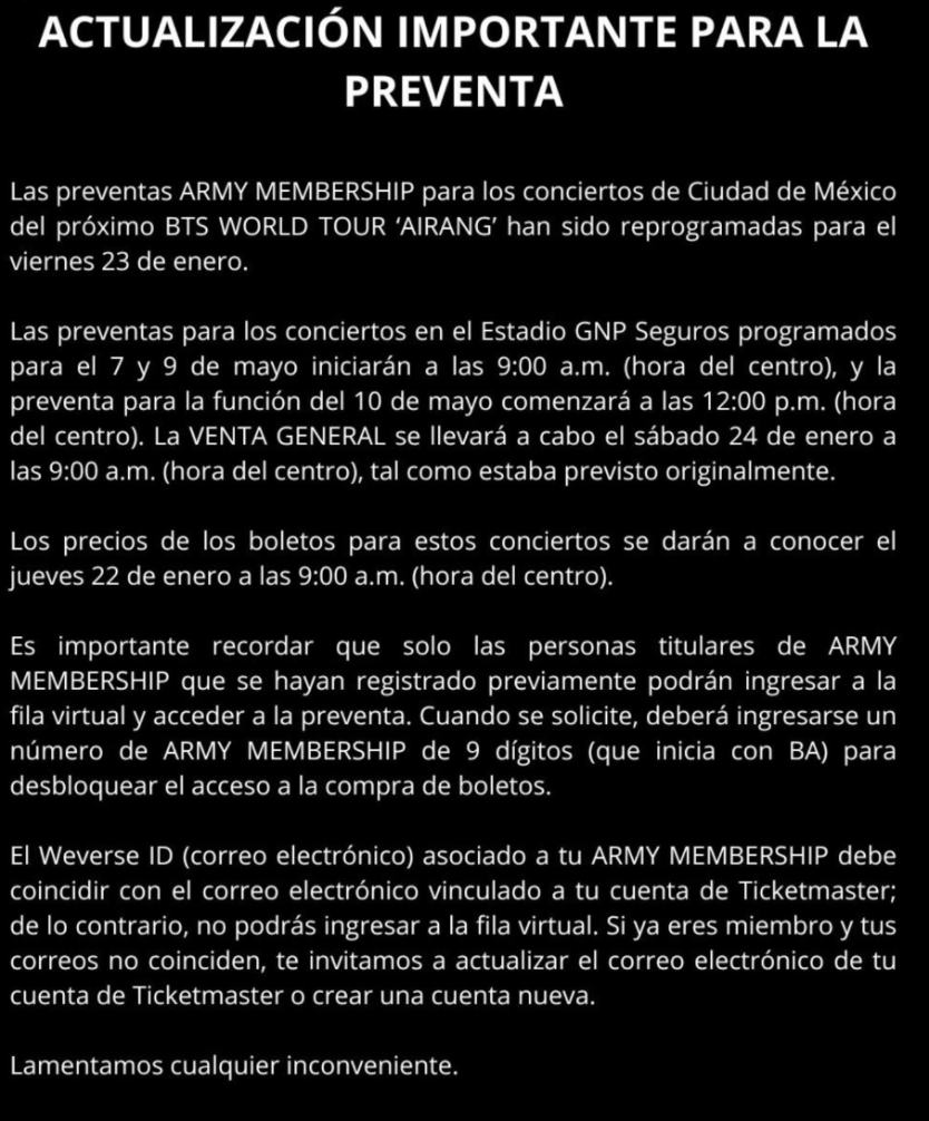 ARMY México gana: Ticketmaster revelará precios para BTS, ¿cuándo y a qué hora será? 3