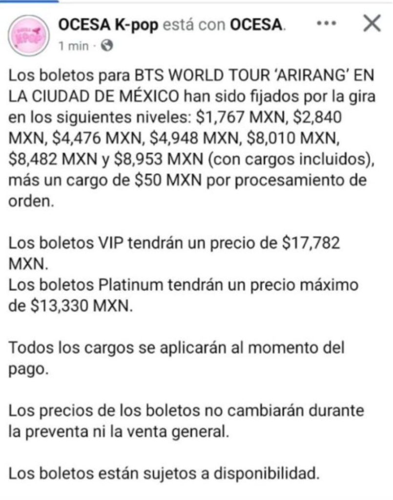¡Ya hay precios de BTS en México! Cuánto cuesta el boleto más barato 0